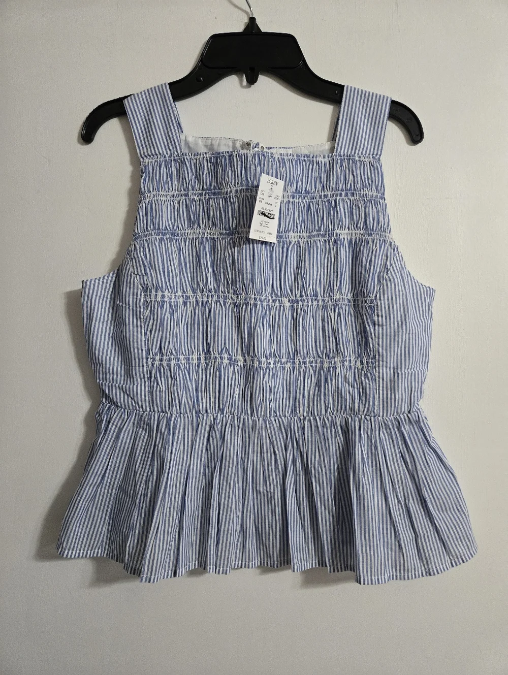 Nwt J. Crew Factory  100% Cotton Smocked Tank Top  Blue Stripe